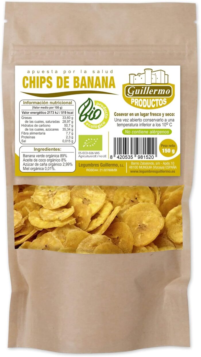 Chips de banana BIO de Legumbres Guillermo